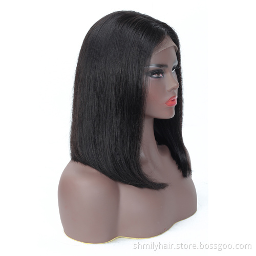 Shmily Straight Bob Wigs Indian Human Hair Lace Front Closure Short Bob Wig Wholesale 4x4 Straight Short Bob Raw Indian Wigs